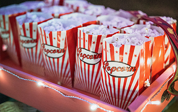 box full of popcorn